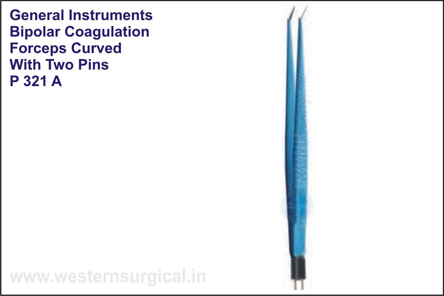 BIPOLAR COAGULATION FORCEPS CURVED WITH TWO PINS