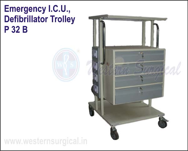 EMERGENCY I.C.U., DEFIBRILLATOR TROLLEYS