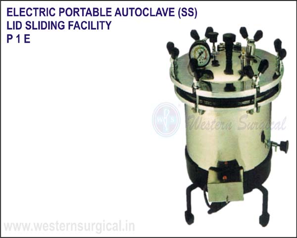 Electric Portable Autoclave (SS) Lid Sliding Facility