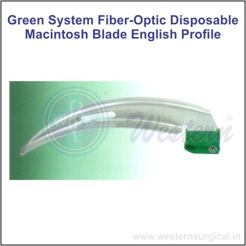 6959 - GREEN SYSTEM FYBRE-OPTIC DISPOSABLE MACINTOSH BLADE (ENGLISH PROFILE)