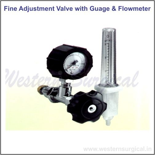 3006 - F/A (FINE ADJUSTABLE) VALVE WITH GUAGE & FLOWMETER (OXYGEN THERAPY EQUIPMENT)