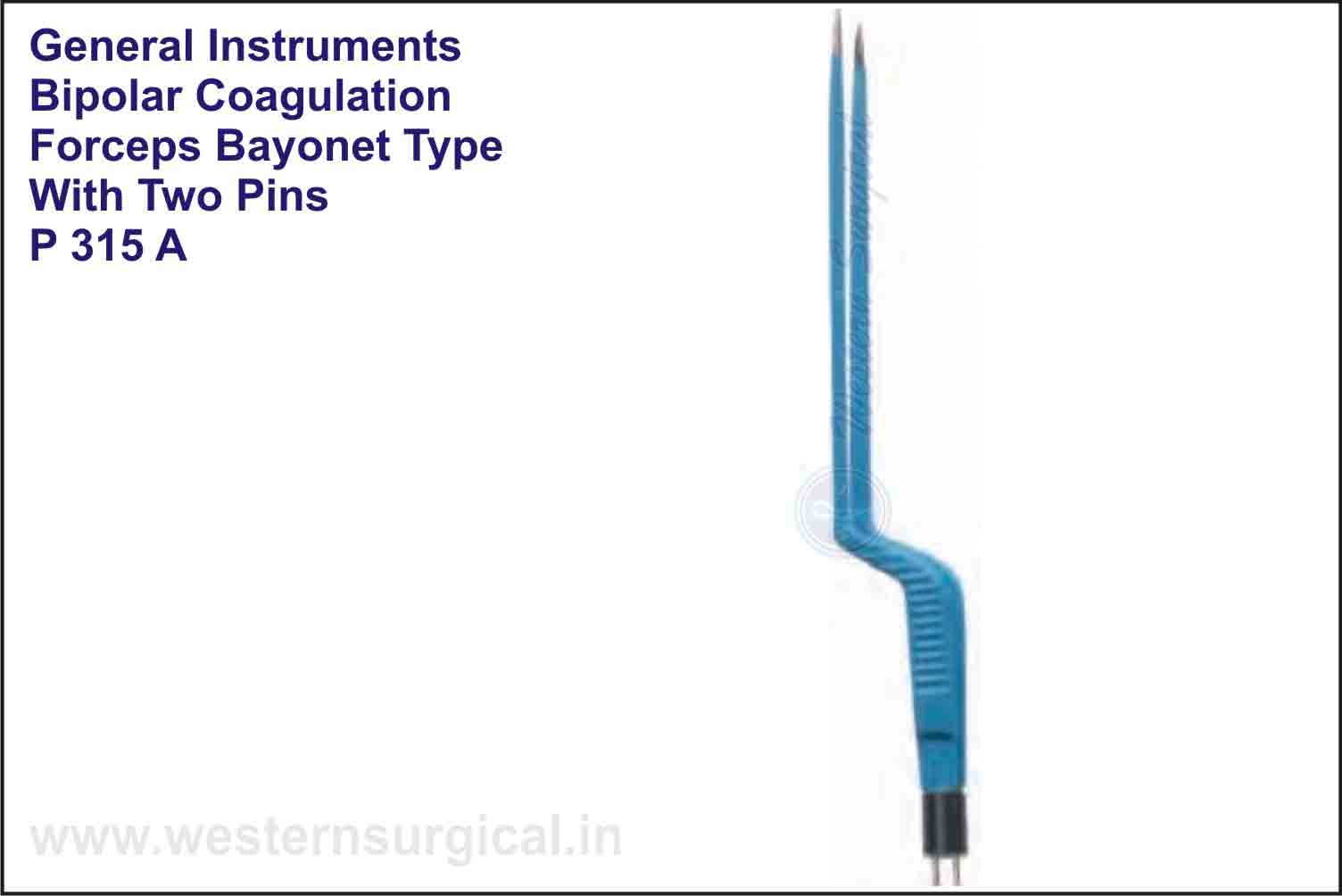 BIPOLAR COAGULATION FORCEPS BAYONET TYPE WITH TWO PINS