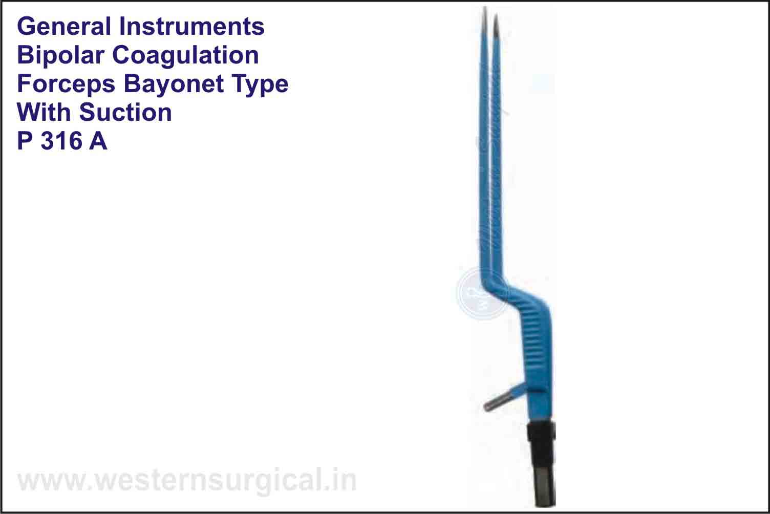 BIPOLAR COAGULATION FORCEPS BAYONET TYPE WITH SUCTION