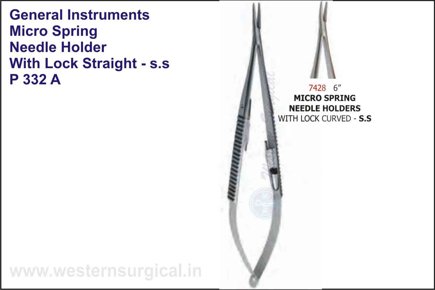 MICRO SPRING NEEDLE HOLDER WITH LOCK STRAIGHT & CURVED - S.S