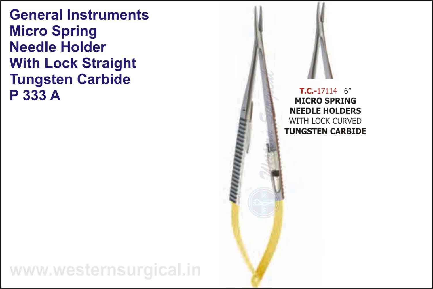 MICRO SPRING NEEDLE HOLDER WITH LOCK STRAIGHT & CURVED - TUNGSTEN CARBIDE