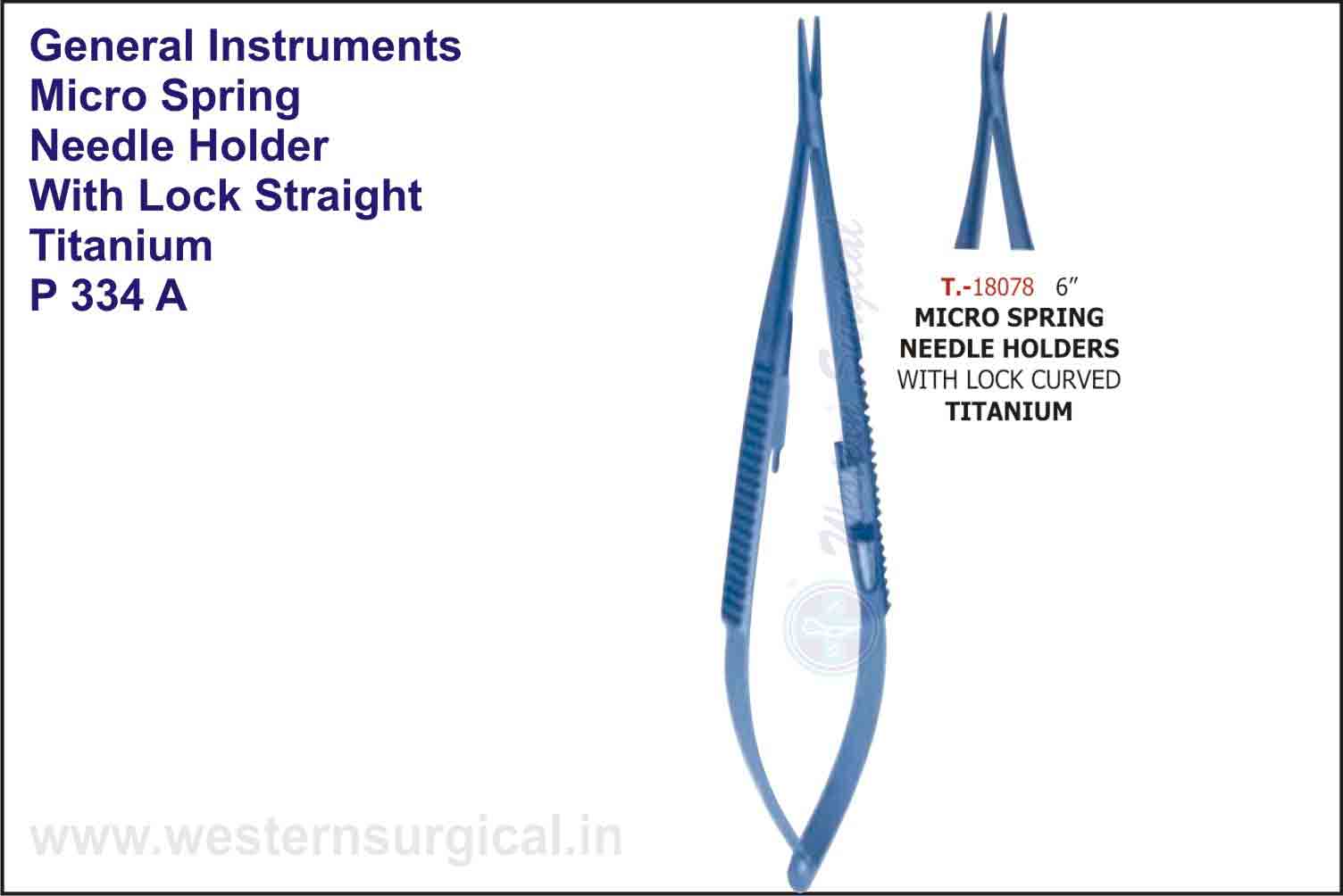 MICRO SPRING NEEDLE HOLDER WITH LOCK STRAIGHT & CURVED - TITANIUM