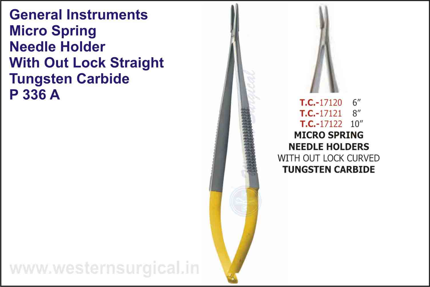 MICRO SPRING NEEDLE HOLDER WITH OUT LOCK STRAIGHT & CURVED - TUNGSTEN CARBIDE
