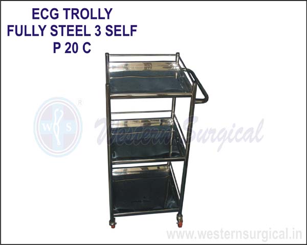 ECG TROLLEY FULL STEEL 3 SELF WITH